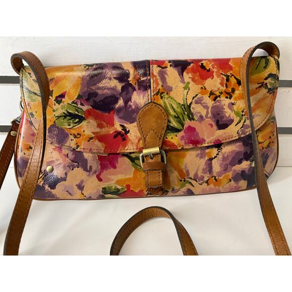 PATRICIA NASH LEATHER MULTI COLOR FLORAL WRITLET CROSSBODY BAG - Picture 1 of 16